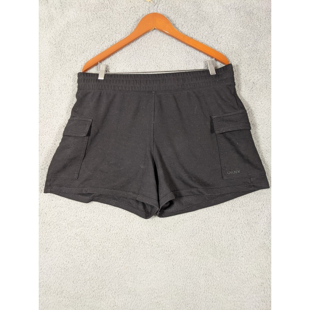 DKNY Soft Cargo Shorts Women L Black Utility Minimalist Gorpcore Sporty Chic